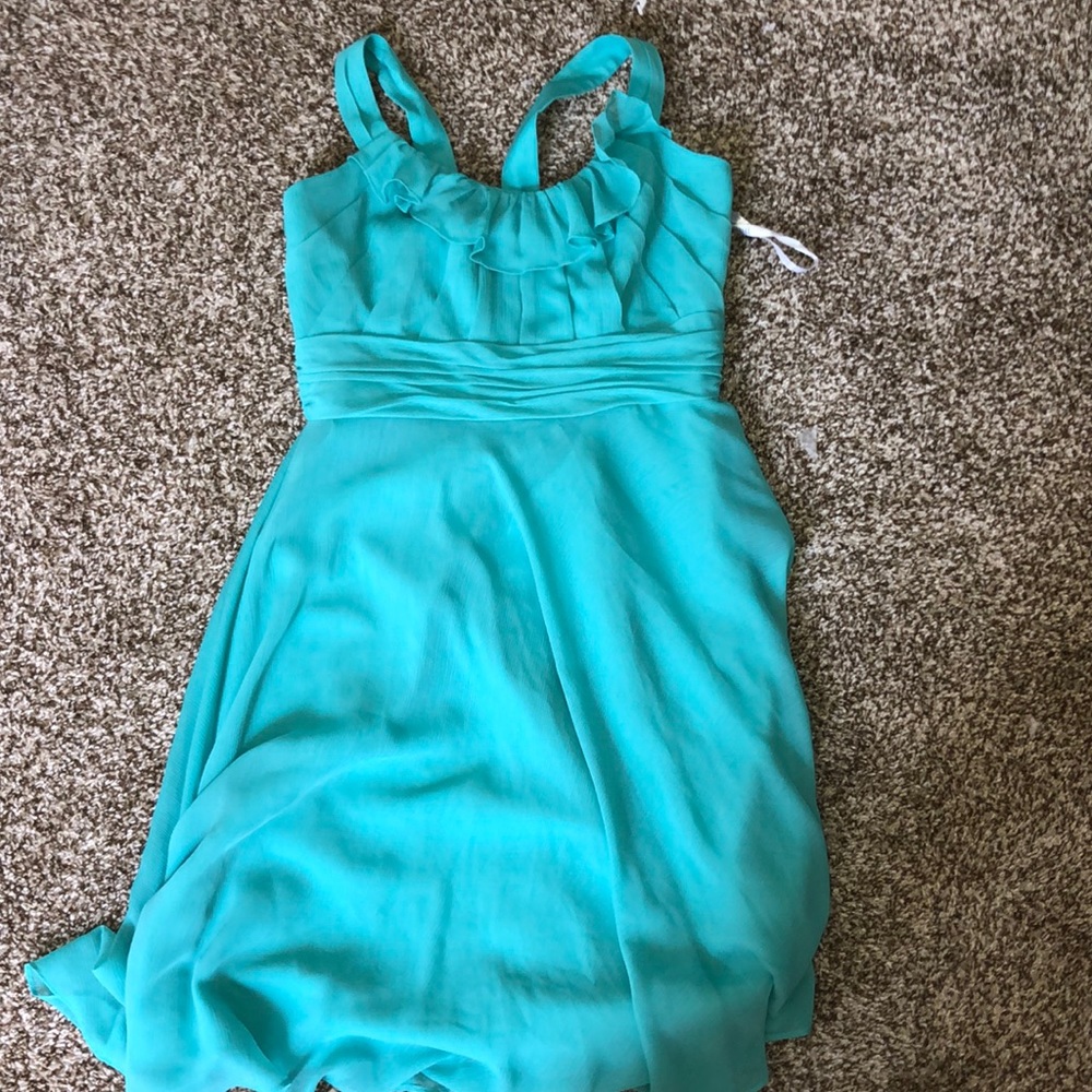 david’s bridal bridesmaid dress in turquoise